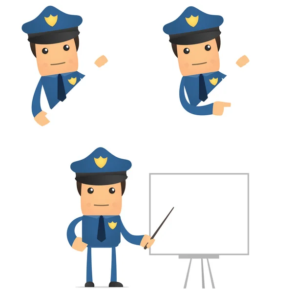Set of funny cartoon policeman — Stock Vector