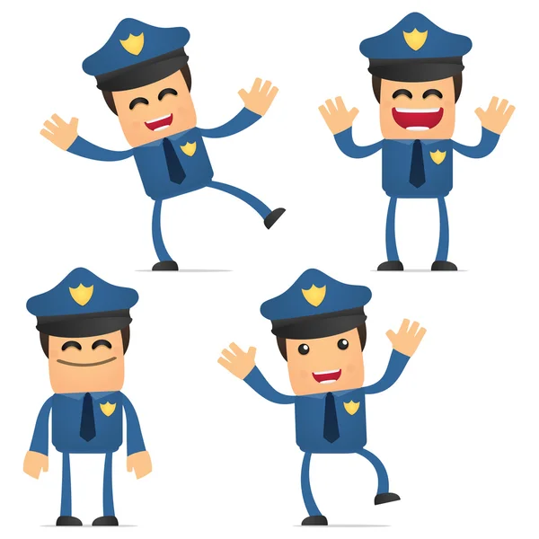 Conjunto de policial engraçado desenhos animados — Vetor de Stock