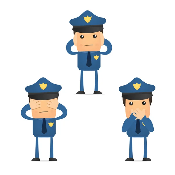 Set of funny cartoon policeman — Stock Vector