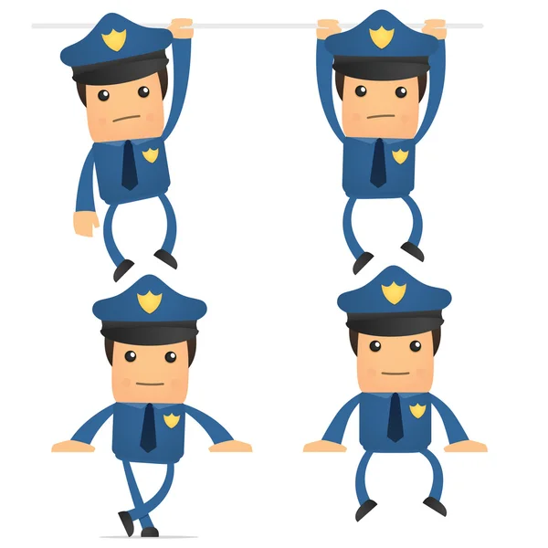 Conjunto de divertido policía de dibujos animados — Vector de stock
