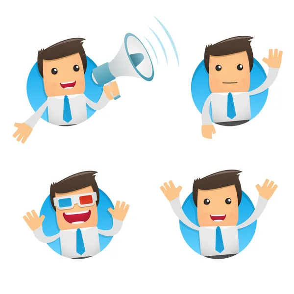Set of funny cartoon manager — Stock Vector