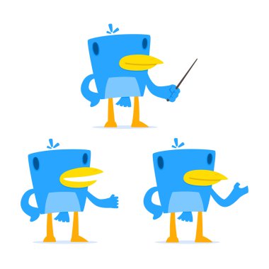 Set of funny cartoon blue bird clipart
