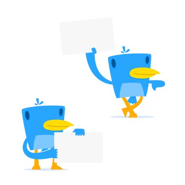 Set of funny cartoon blue bird clipart