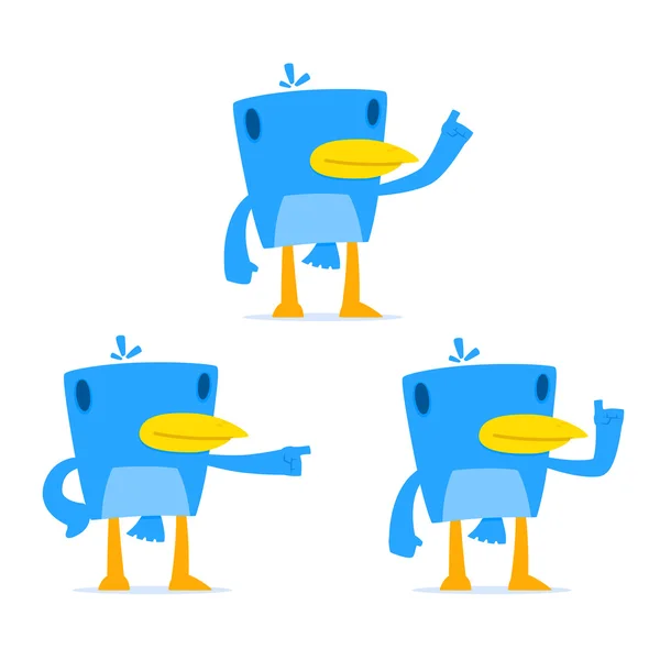 Conjunto de engraçado desenho animado pássaro azul — Vetor de Stock