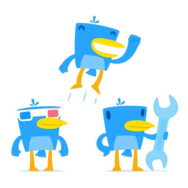 Conjunto de dibujos animados divertido pájaro azul — Vector de stock