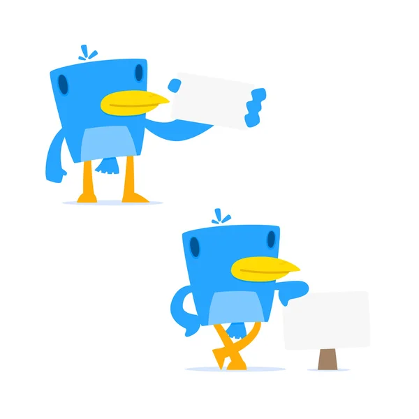 Uppsättning av rolig tecknad blå fågel — Stock vektor