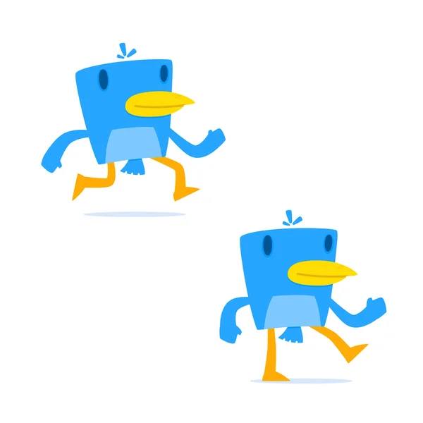 Reihe lustiger Cartoon blauer Vogel — Stockvektor