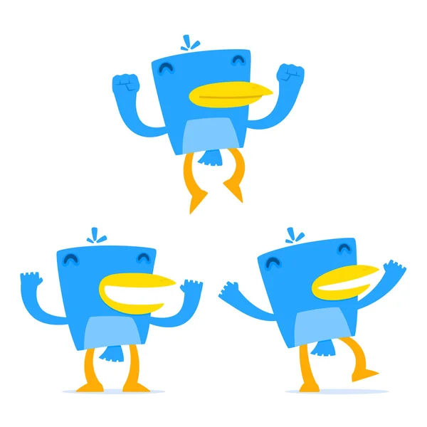 Conjunto de dibujos animados divertido pájaro azul — Archivo Imágenes Vectoriales