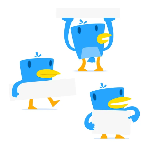 Ensemble de dessin animé drôle oiseau bleu — Image vectorielle