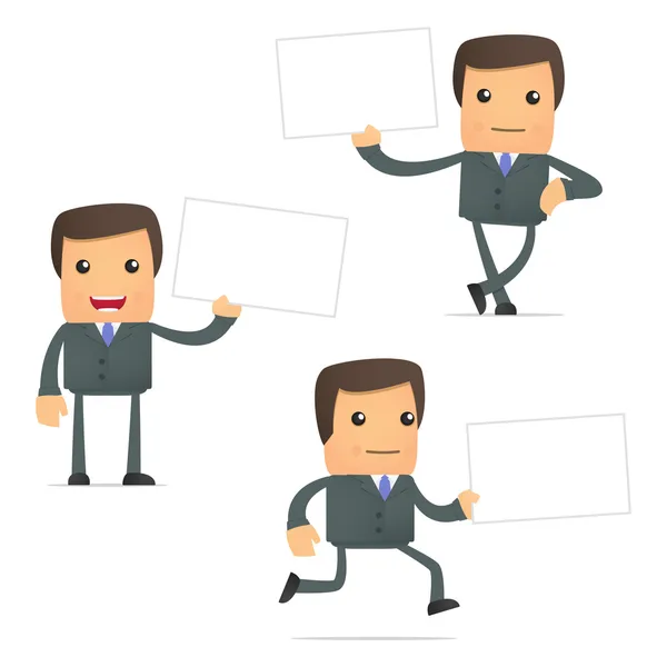 Set of funny cartoon businessman — Stock Vector