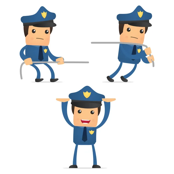 Uppsättning av rolig tecknad polis — Stock vektor