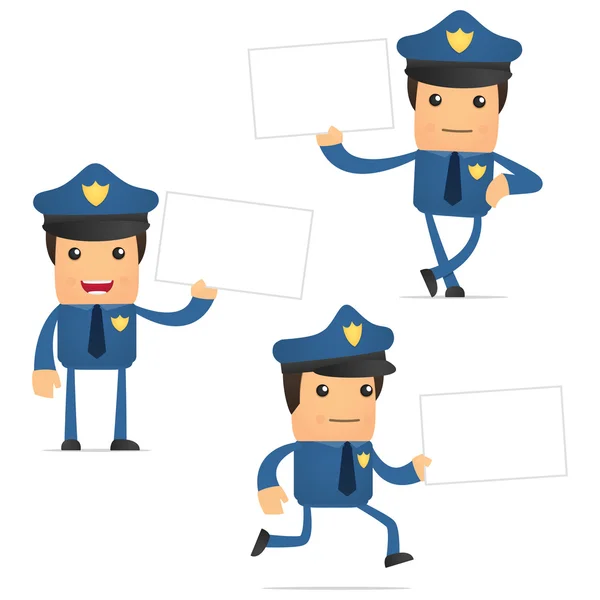 Set di divertente cartone animato poliziotto — Vettoriale Stock