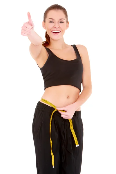 Fitness donna con nastro di misura — Foto Stock