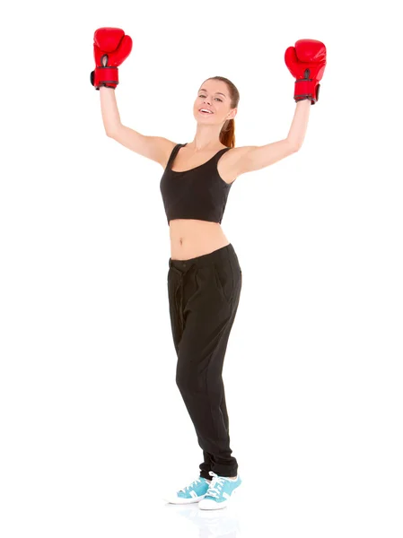 Krásná sportovní žena s Boxerské rukavice — Stock fotografie