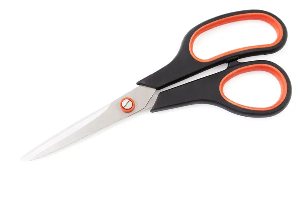 Pair of red handled scissors isolated on white — Stock Photo, Image