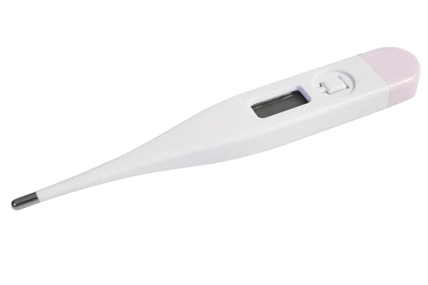 Jest cyfrowy termometr medyczny na białym tle — Zdjęcie stockowe