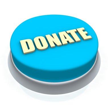 Donate round button 3d clipart