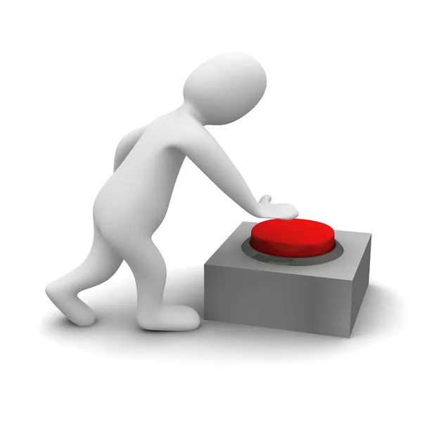Man pushing red button — Stock Photo, Image