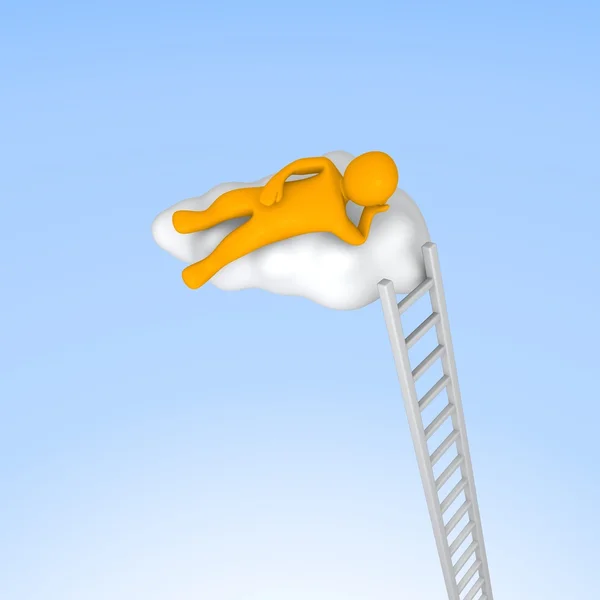 Homem deitado na nuvem — Fotografia de Stock
