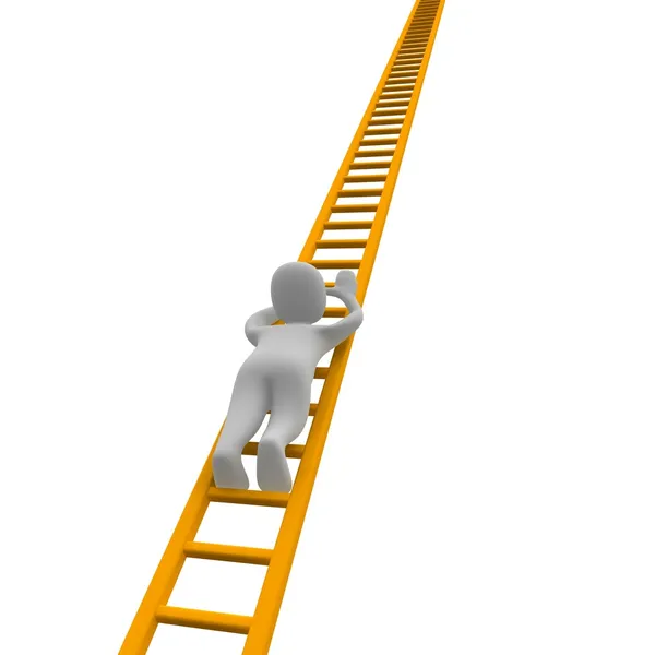 Escalada homem e escada — Fotografia de Stock