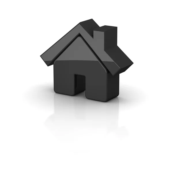 Lucido nero casa icona 3d — Foto Stock