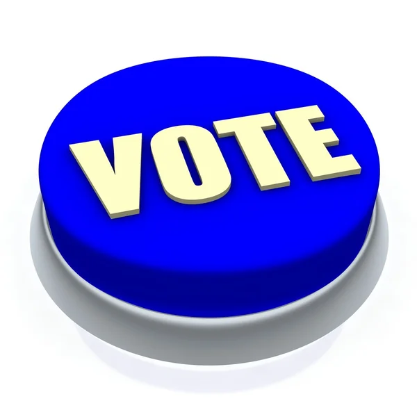 Głosowanie okrągły przycisk 3d — Zdjęcie stockowe