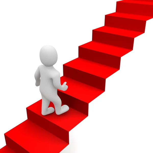 Az ember és a vörös szőnyegen lépcső — Stock Fotó