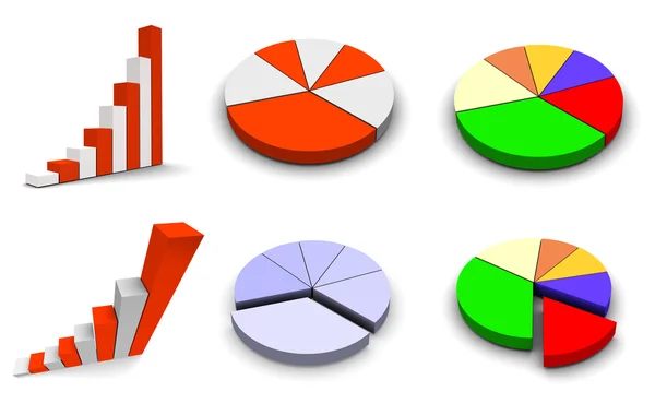 Set of 6 graph icons — Stock Photo, Image