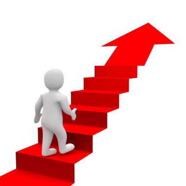 Man and red stairs clipart