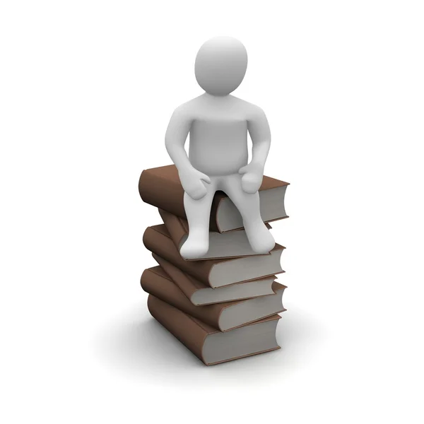 Man sitting on stack of books — Stock Photo, Image