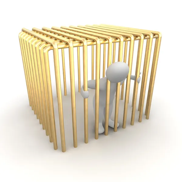 Man in golden cage — Stock Photo, Image