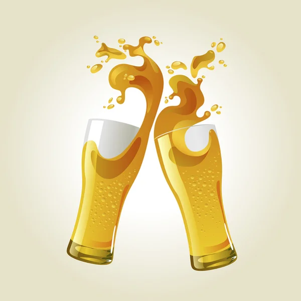 Пара бокалов пива, произносящая тост . — стоковый вектор