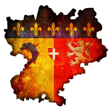 Map with flag of rhone alpes clipart