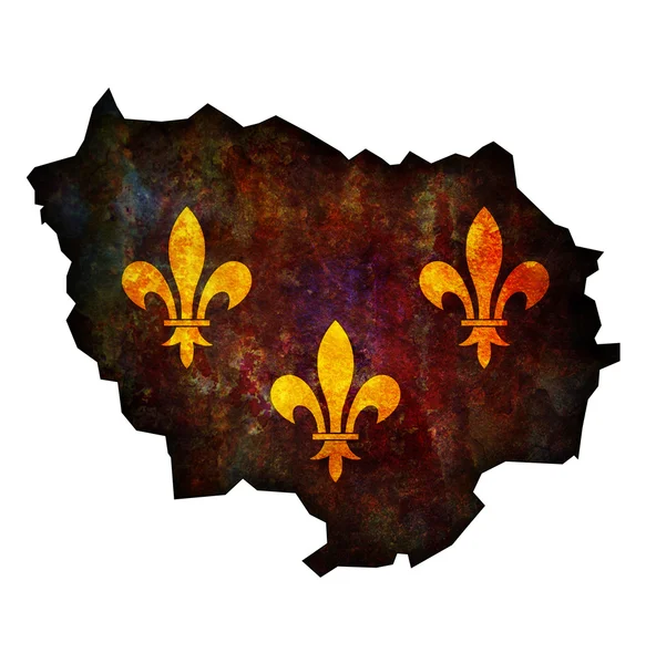 Χάρτης με σημαία της ile de france — Φωτογραφία Αρχείου