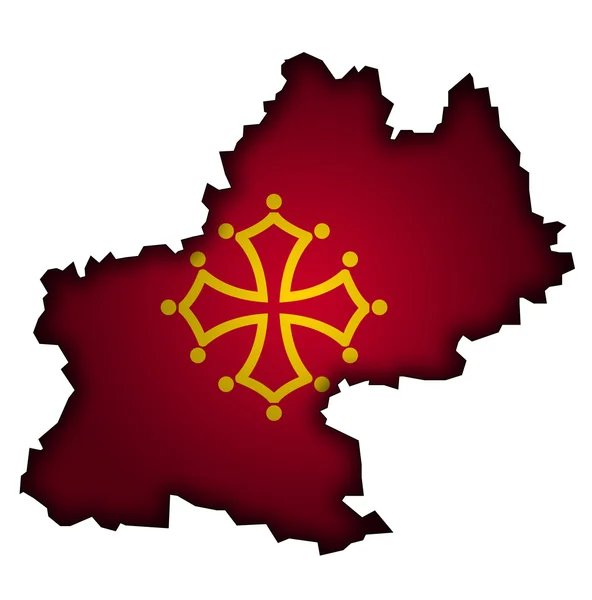 Kaart met de vlag van midi Pyreneeën — Stockfoto