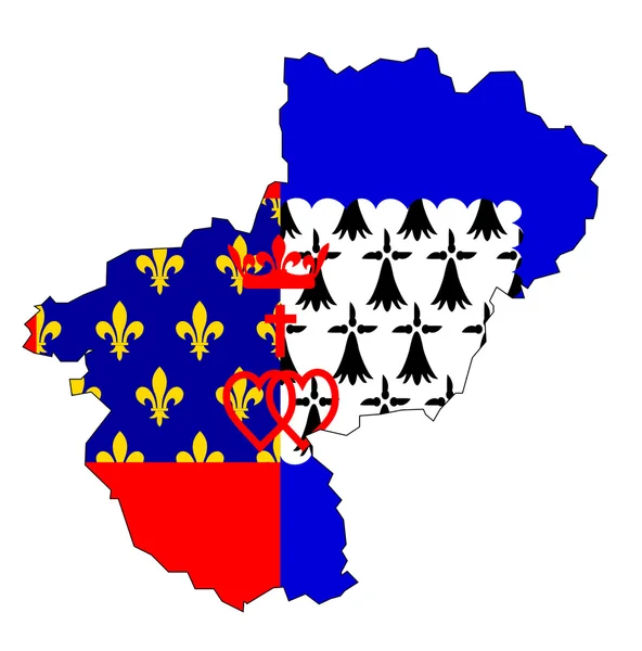 Carte avec drapeau du Pays de la Loire — Photo