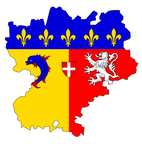 Kaart met de vlag van rhone alpes — Stockfoto