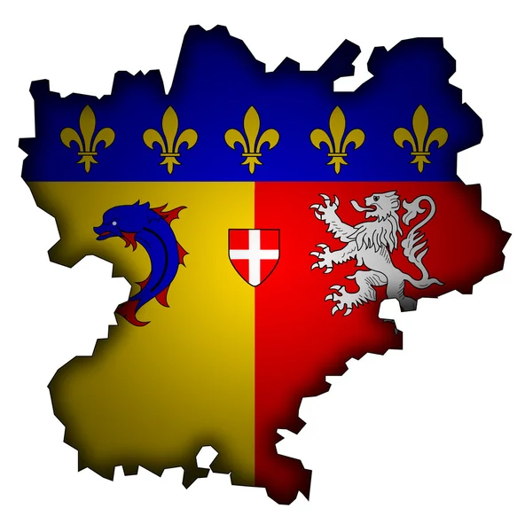 Karta med flagga Rhône alpes — Stockfoto