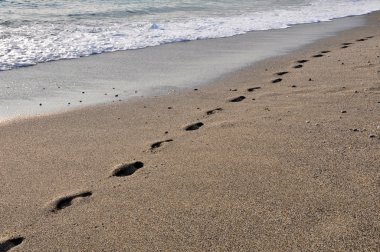 Foot on the sandy beach clipart