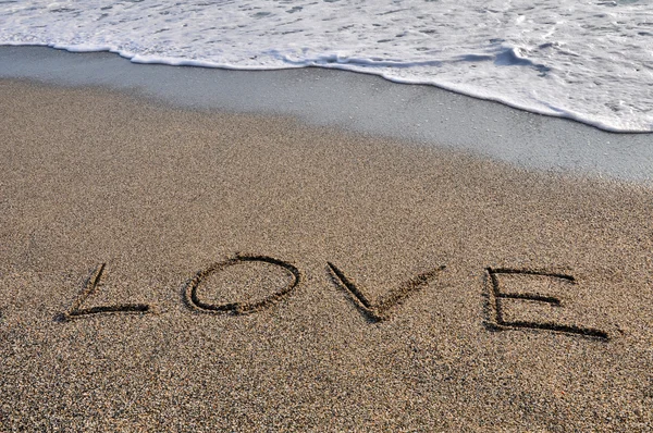 Love - drawn in the sand — Stock Photo, Image