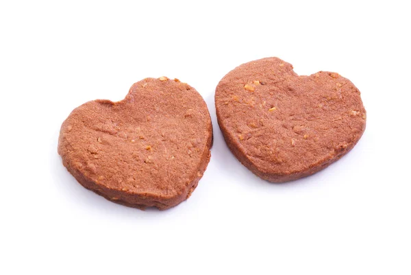 Iki kalp desen çikolatalı kurabiye — Stok fotoğraf