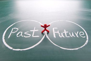 One man between past and future. clipart