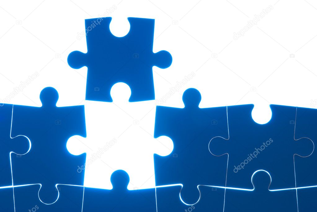 Puzzle blue isolated on white background