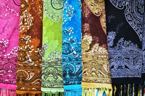 Close up of colorful scarves — Stock Photo, Image