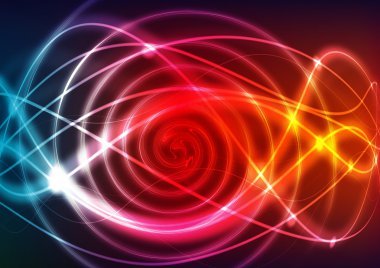 Abstract illustration with neon light curves clipart