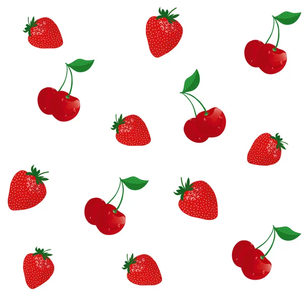 Fond vectoriel avec cerise et fraise — Image vectorielle