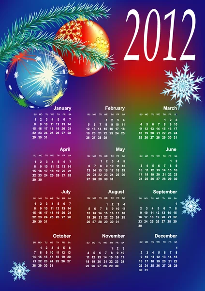 Vektor-Neujahrskalender 2012 mit Spielzeug — Stockvektor