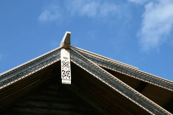 A régi hagyományos orosz fából készült ház dekoráció Stock Kép