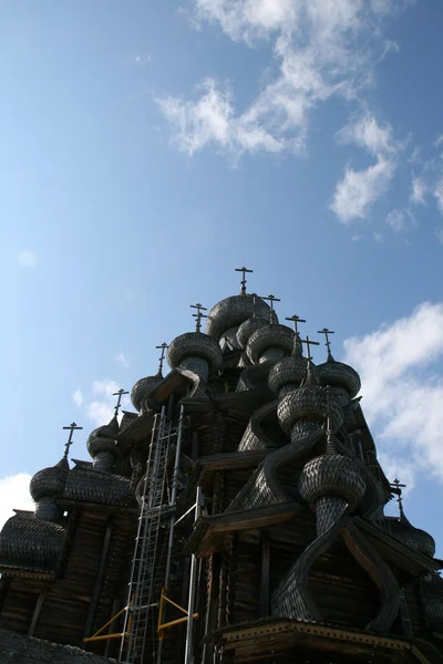 Παλιά ξύλινη εκκλησία του μετασχηματισμού, kizhi νησιού — Φωτογραφία Αρχείου