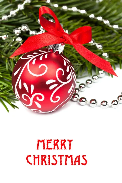 Christmas firtree with red ball — Stock Photo, Image